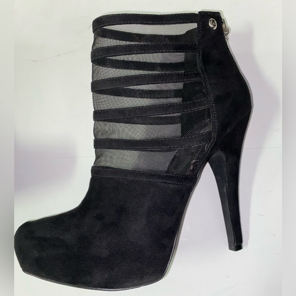 Guess Black Suede Zip-up Boot Heels Size 7 - Picture 3 of 11